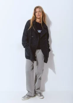 Abrigo cruzado con lana