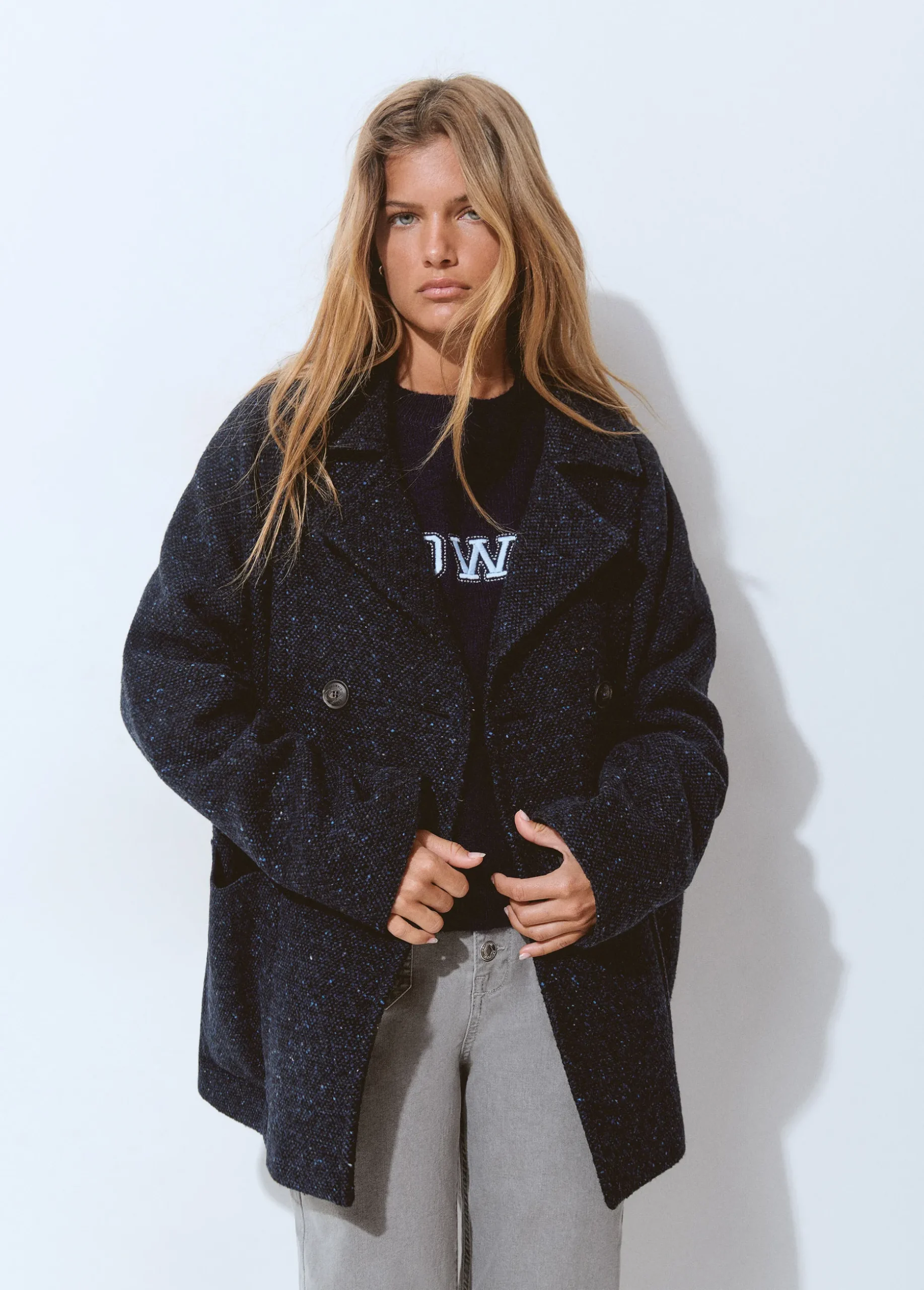 Abrigo cruzado con lana