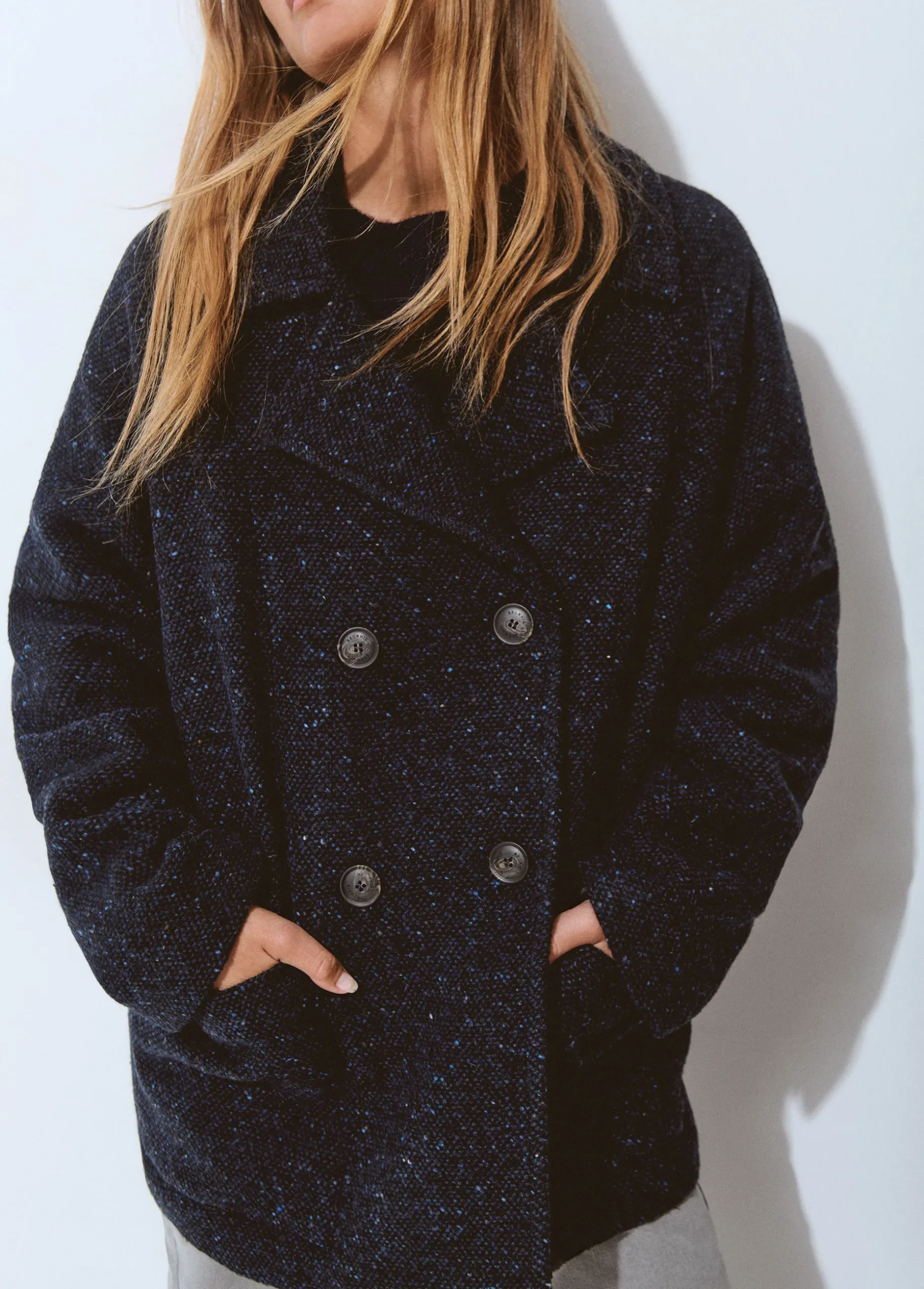 Abrigo cruzado con lana