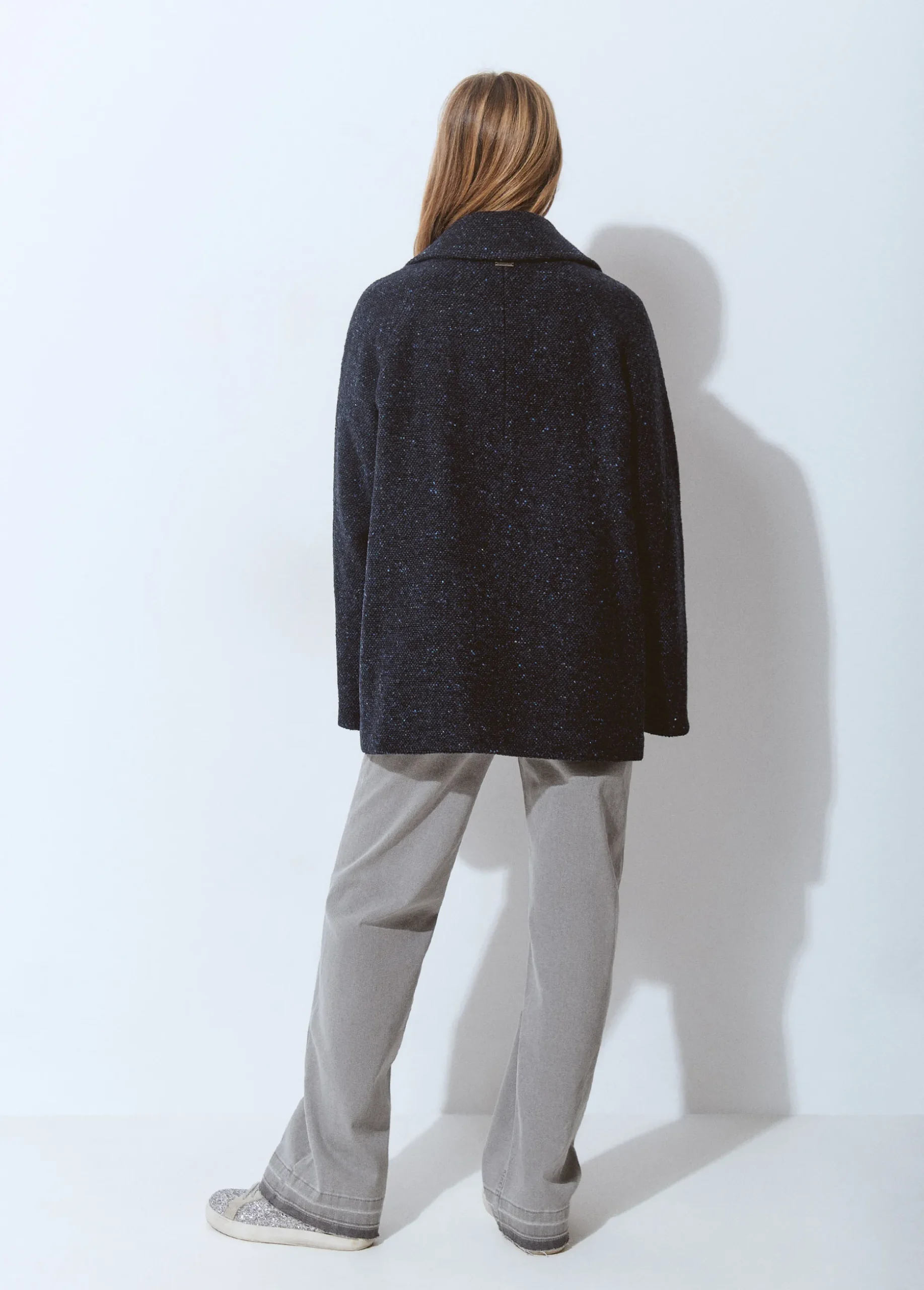 Abrigo cruzado con lana