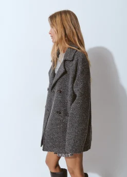 Abrigo cruzado espiga con lana