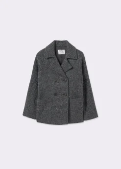 Abrigo cruzado espiga con lana