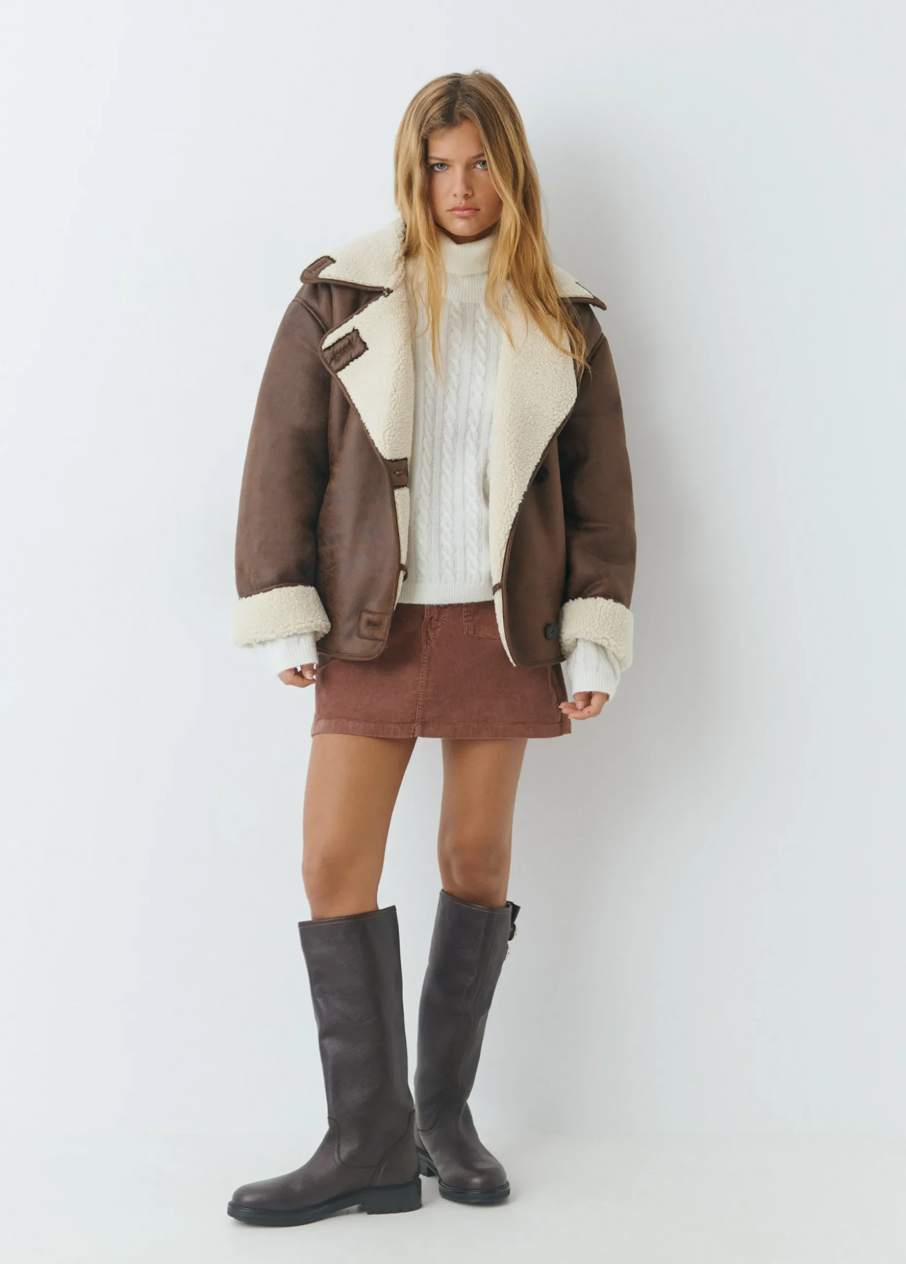 Abrigo doble faz efecto piel