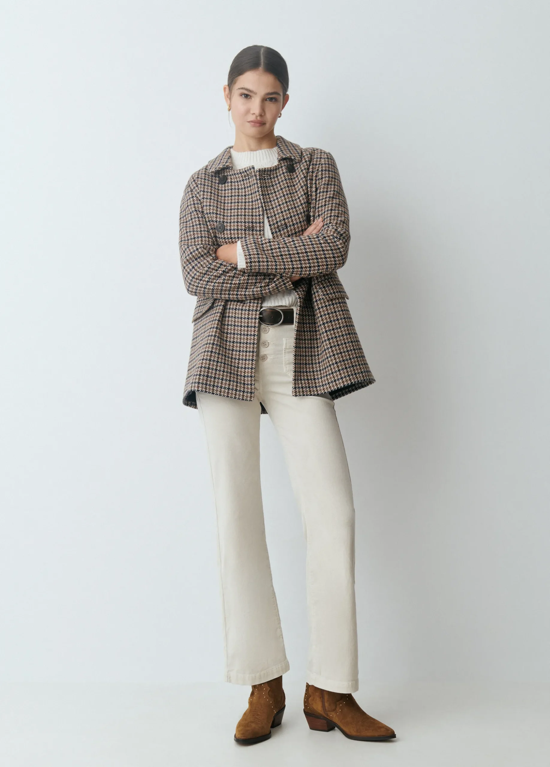 Abrigo entallado cuadros