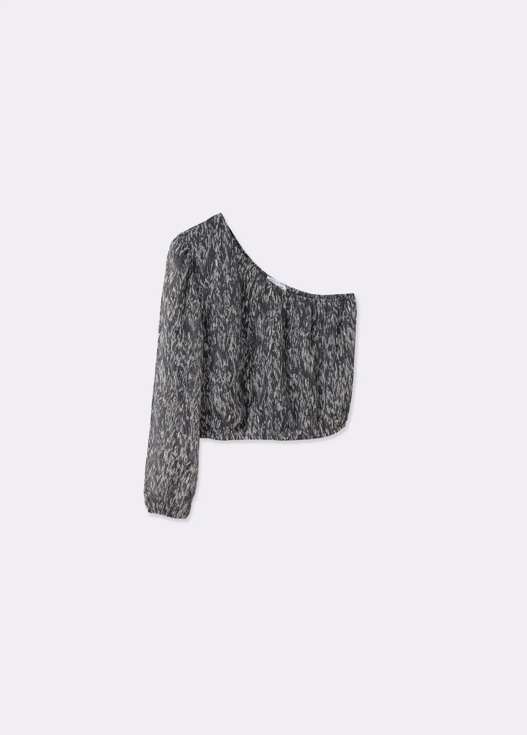 Blusa asimétrica brillo estampada