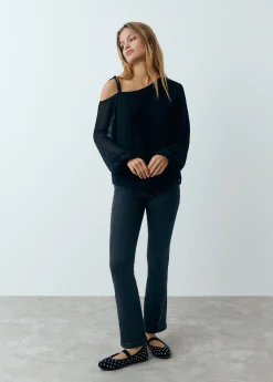 Blusa asimétrica manga larga