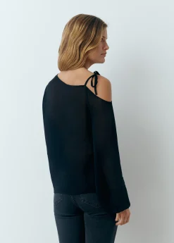 Blusa asimétrica manga larga