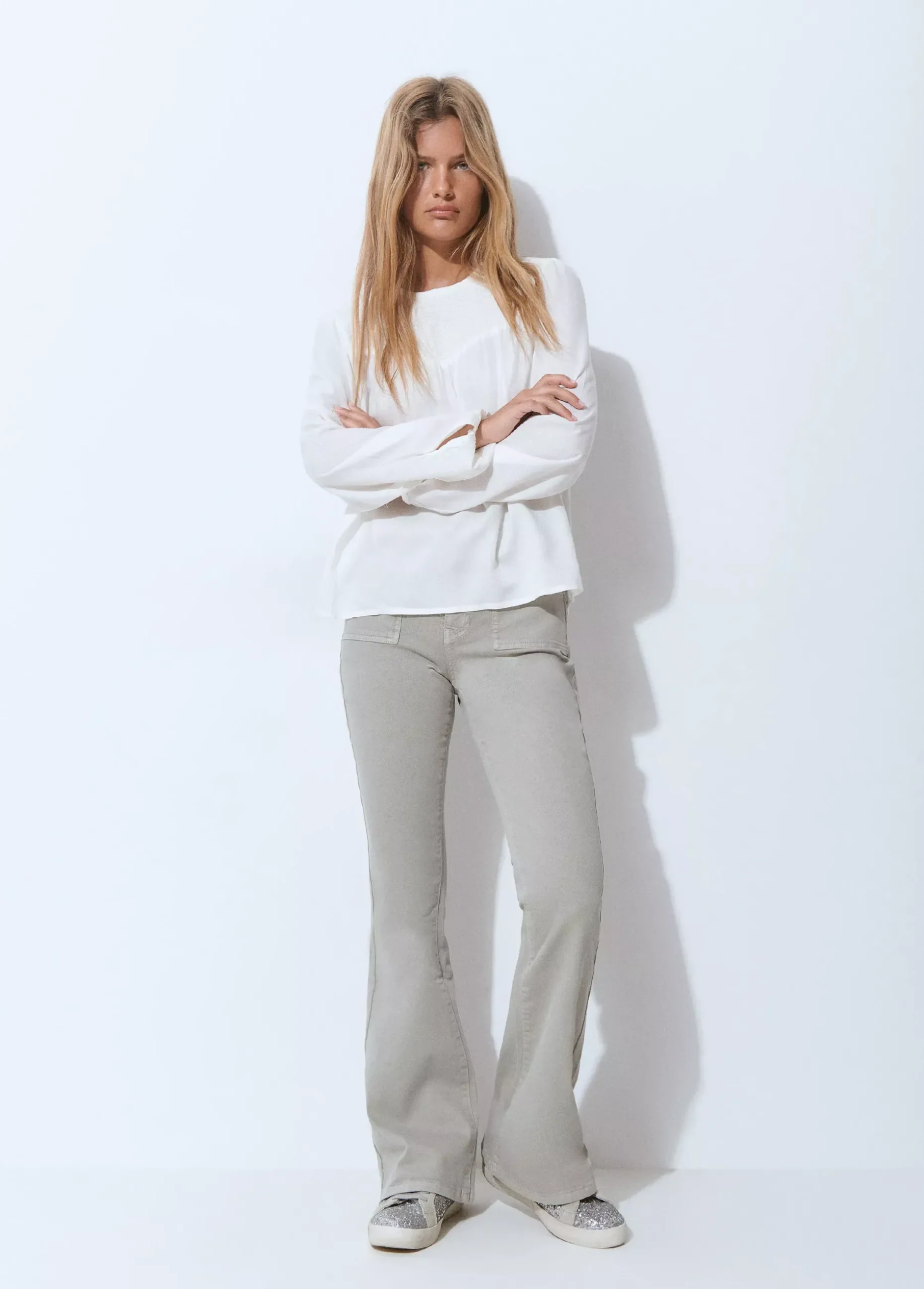 Blusa cuello redondo smock en pico