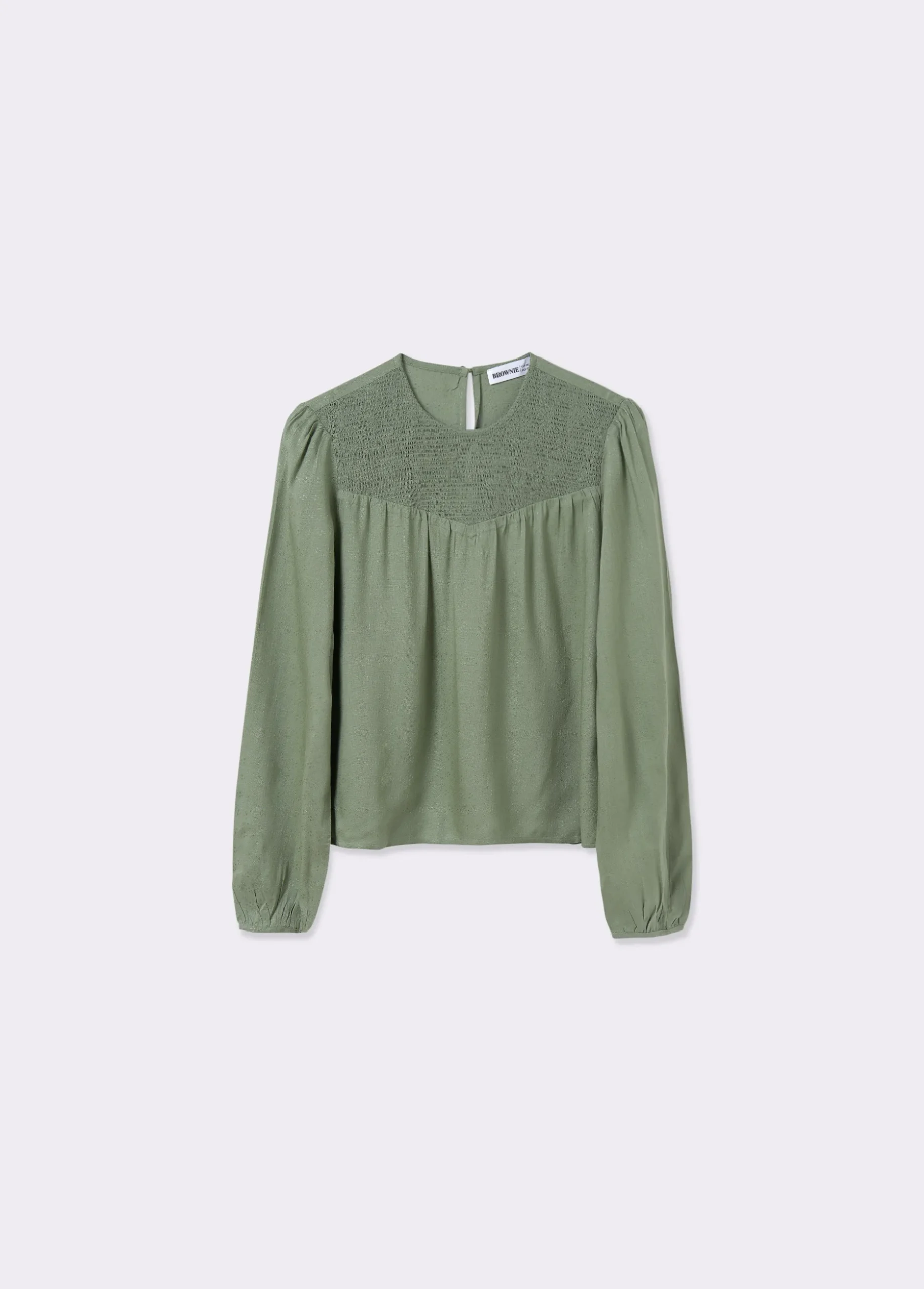 Blusa cuello redondo smock en pico