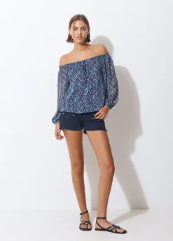 Blusa offshoulder estampado ikat