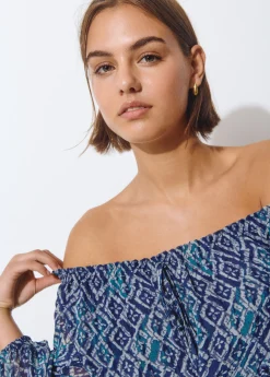 Blusa offshoulder estampado ikat