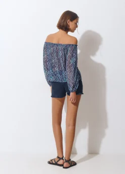 Blusa offshoulder estampado ikat