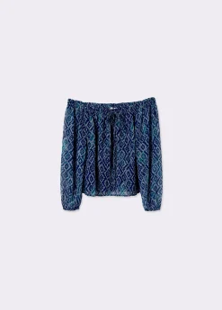 Blusa offshoulder estampado ikat