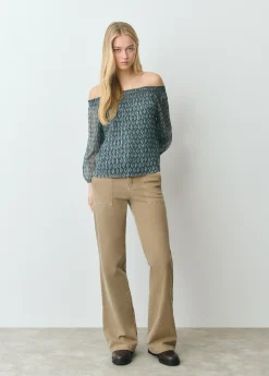 Blusa offshoulder sello indio brillo
