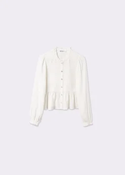 Blusa smock con botones plumeti