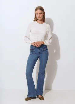 Blusa smock manga larga