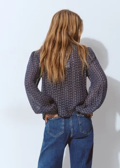 Blusa smock pecho bicolor