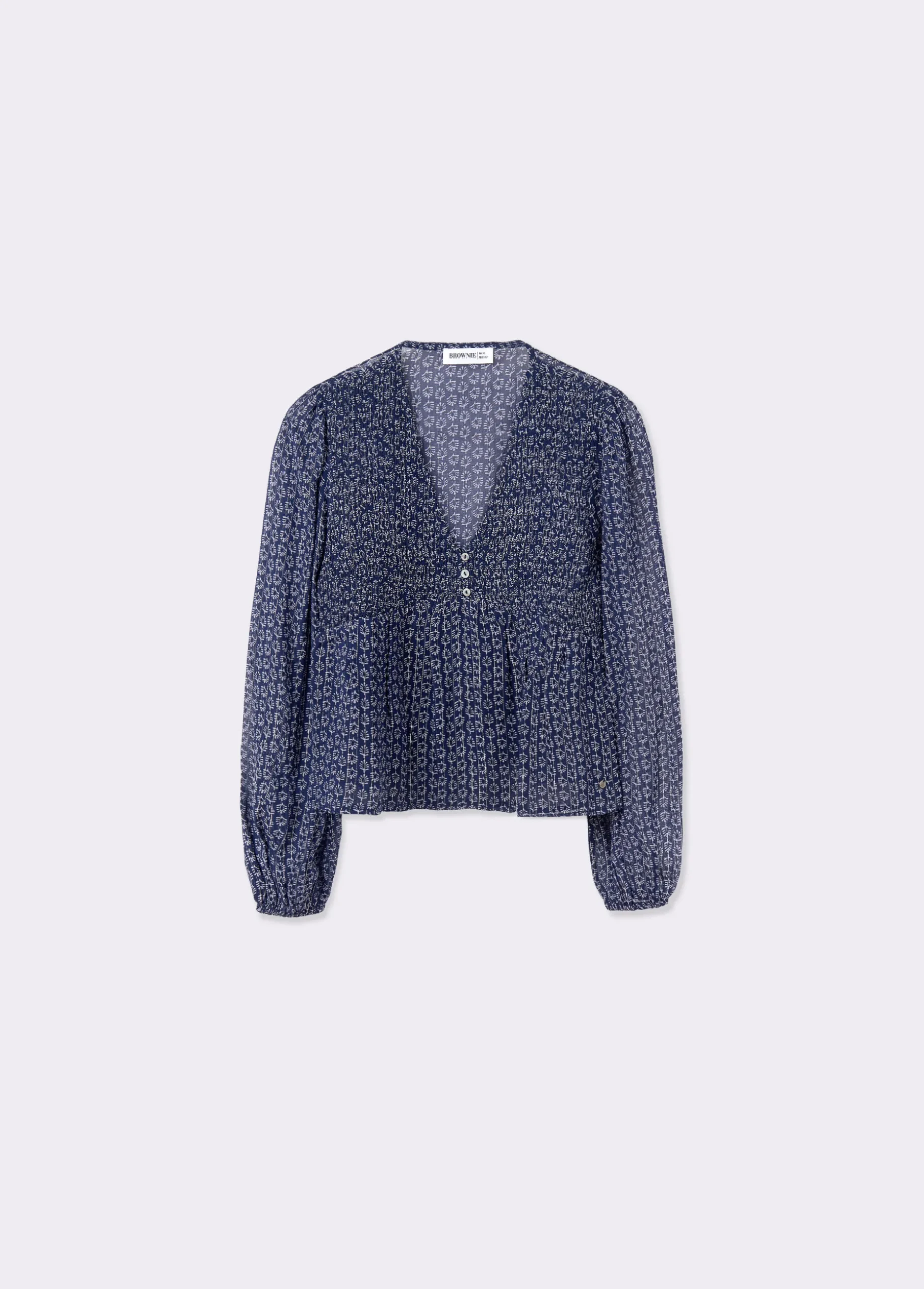 Blusa smock pecho bicolor