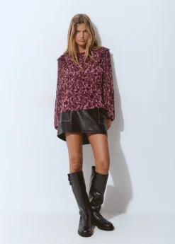 Blusa volantes mangas estampada brillo