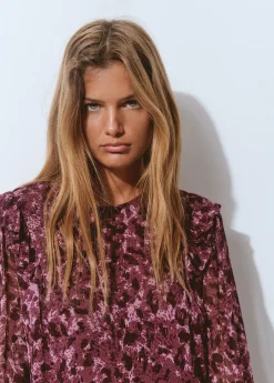 Blusa volantes mangas estampada brillo