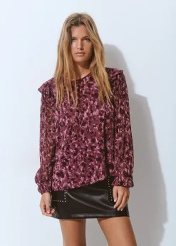 Blusa volantes mangas estampada brillo