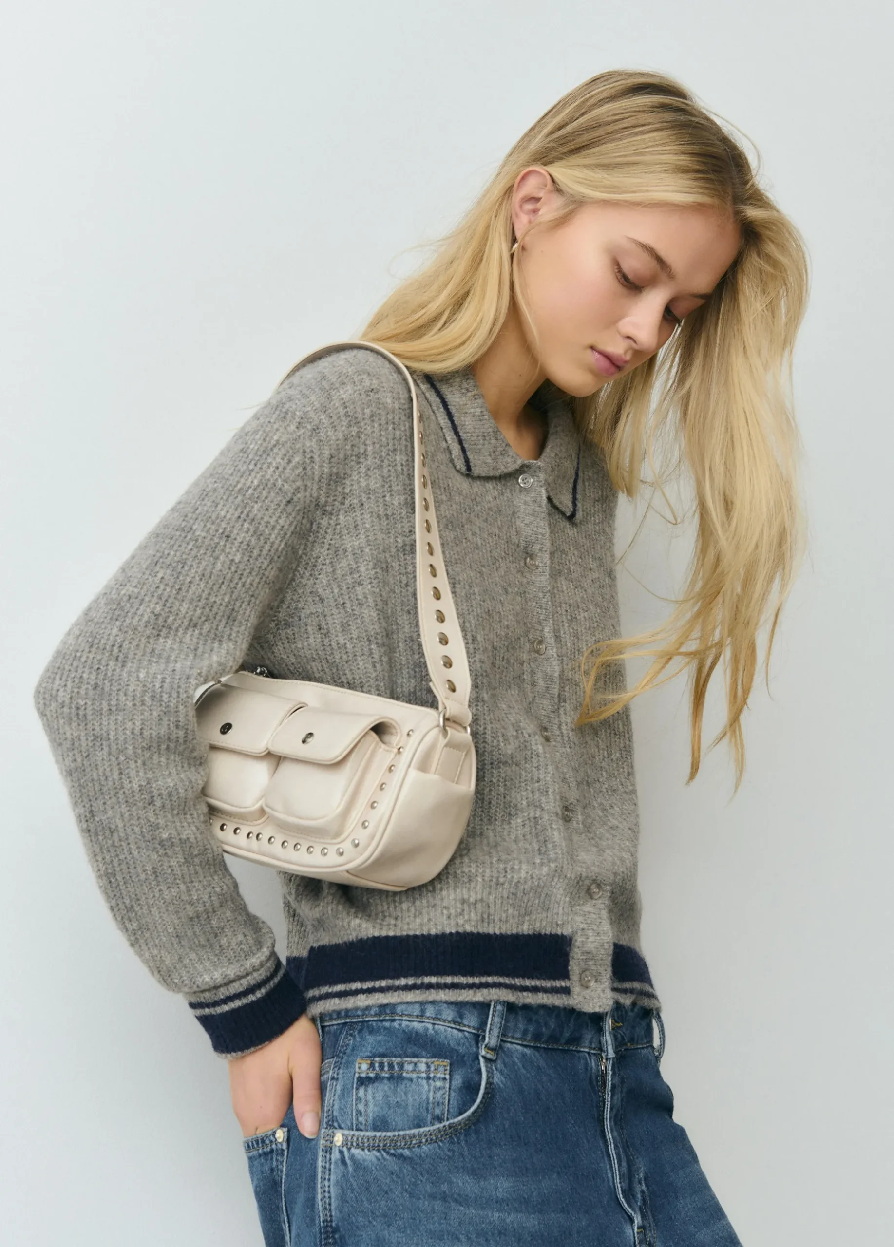 Bolso hombro solapa con bolsillos