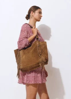 Bolso piel shopper flecos