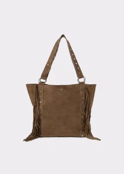 Bolso piel shopper flecos
