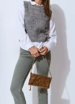 Bolso solapa piel estampado animal