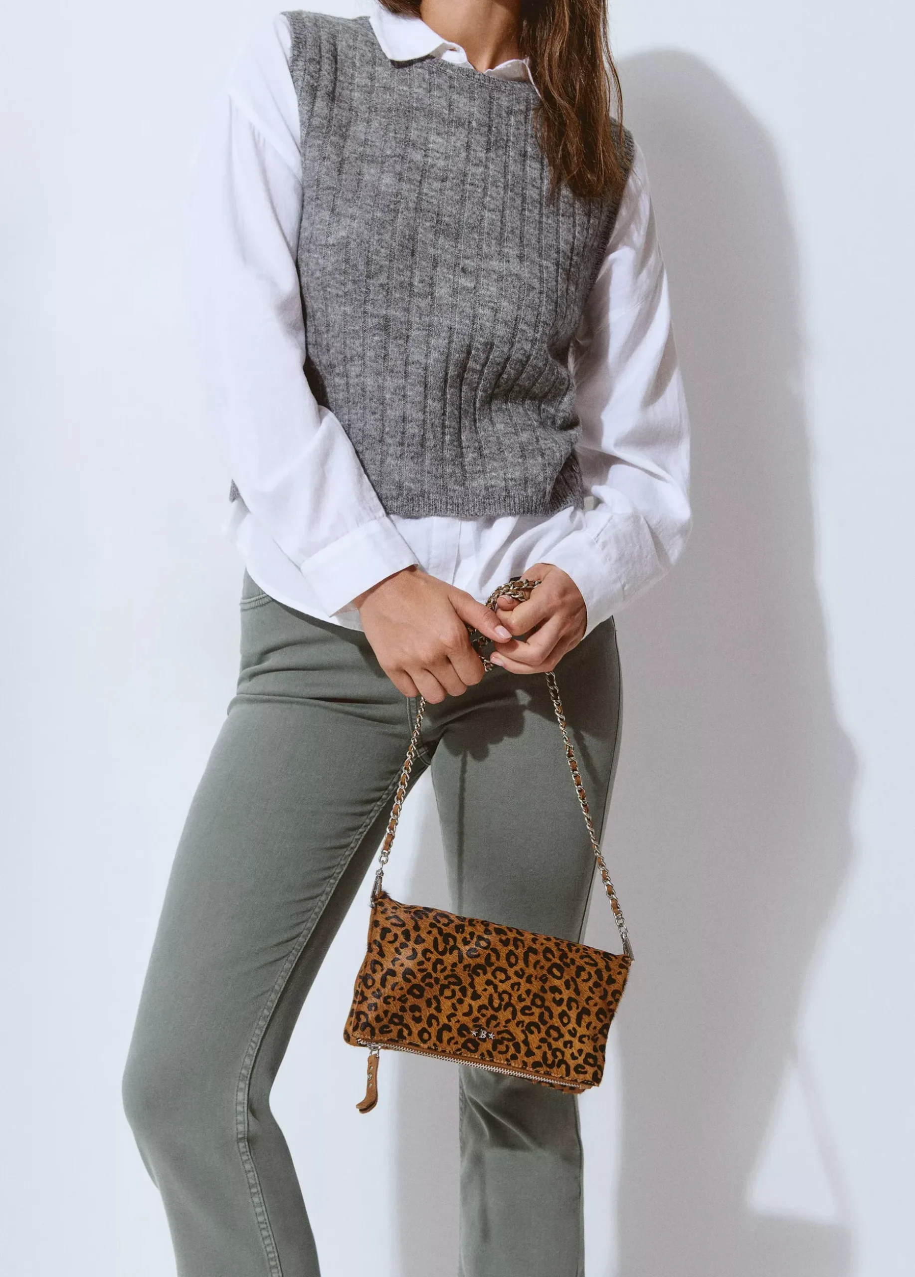 Bolso solapa piel estampado animal