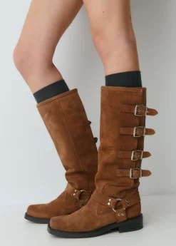 Bota alta piel hebillas