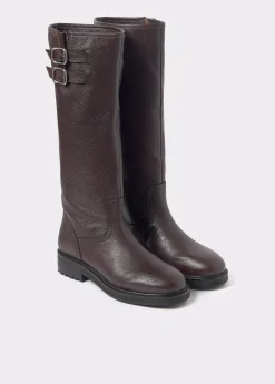 Bota alta piel hebillas