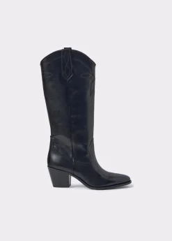 Bota piel campera tacón