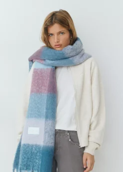 Bufanda gruesa cuadros flecos