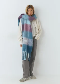 Bufanda gruesa cuadros flecos