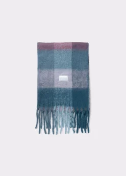 Bufanda gruesa cuadros flecos