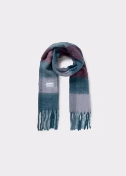 Bufanda gruesa cuadros flecos