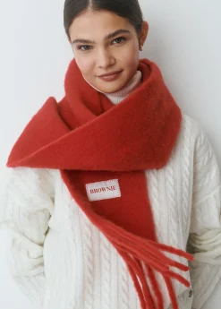 Bufanda gruesa estrecha lisa flecos