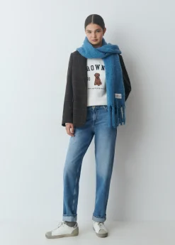 Bufanda gruesa lisa flecos