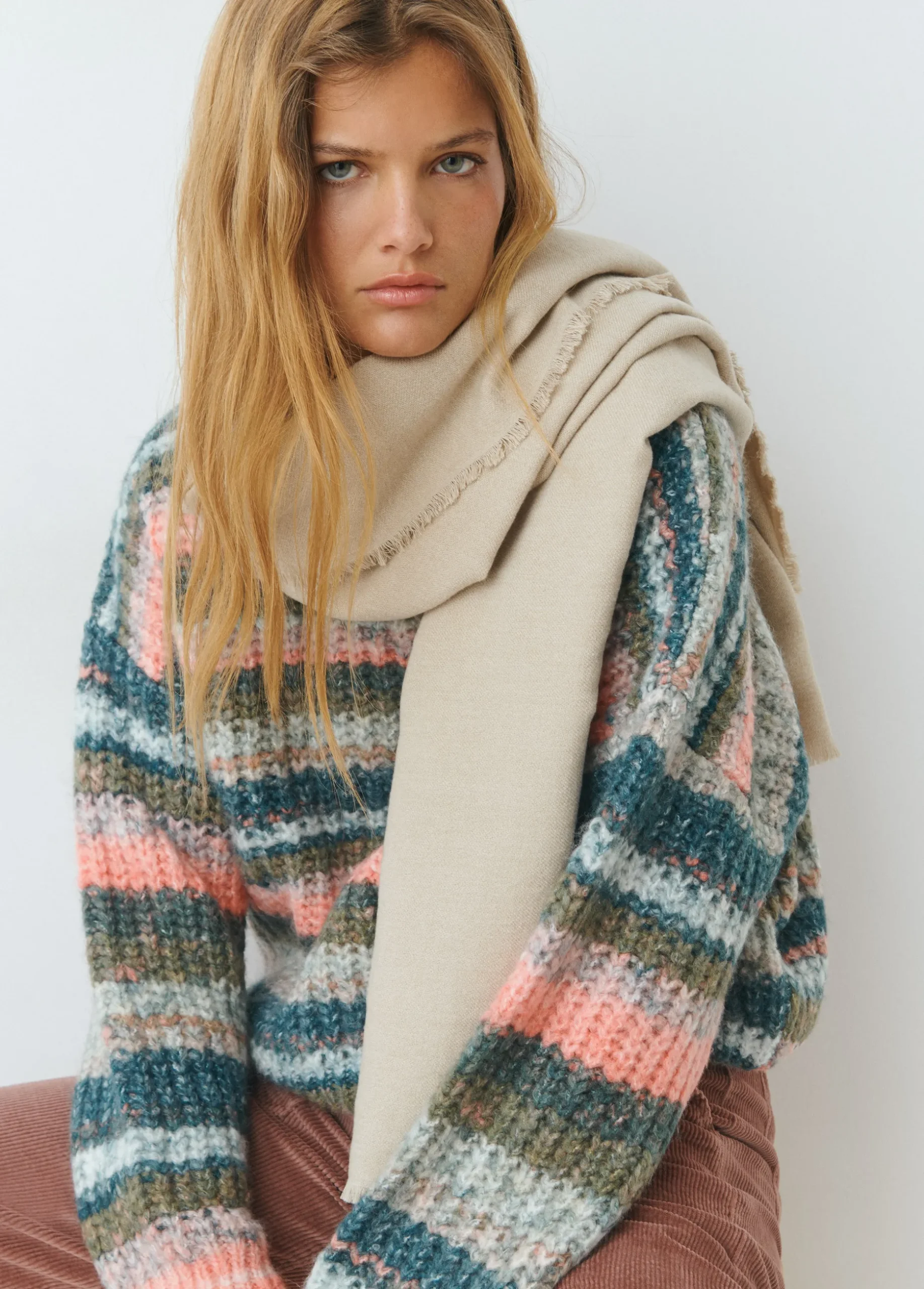 Bufanda lisa melange fina