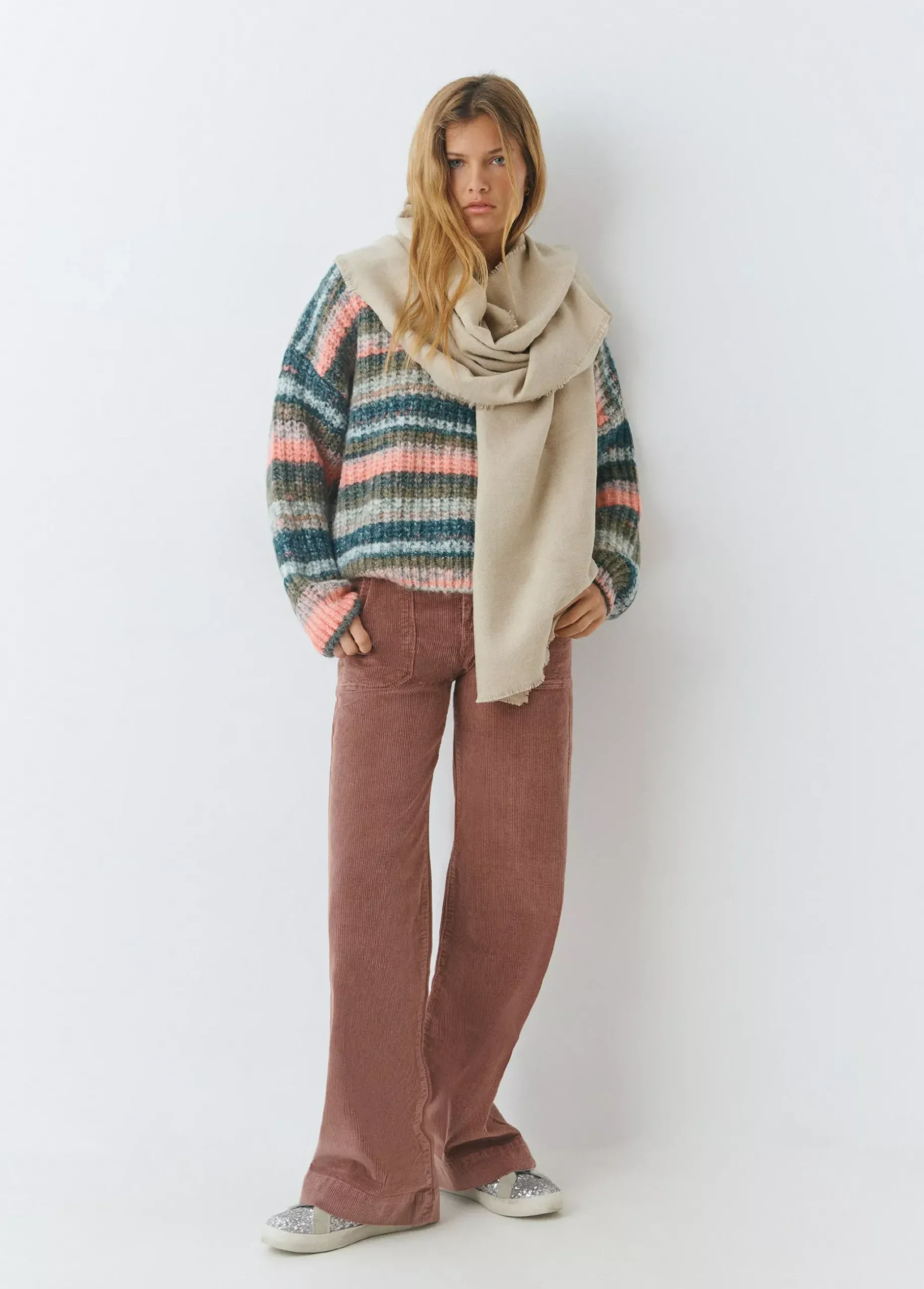 Bufanda lisa melange fina