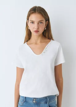 Camiseta manga corta algodón flame botones