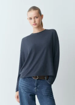 Camiseta manga larga raya tejida