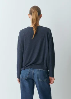 Camiseta manga larga raya tejida