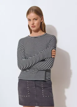 Camiseta manga larga raya tejida