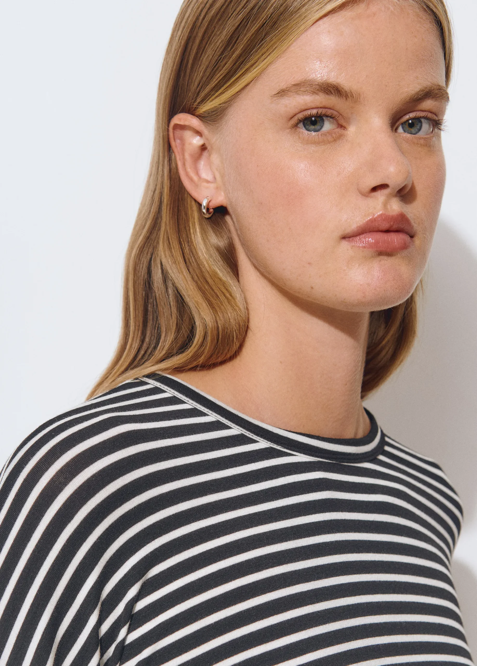 Camiseta manga larga raya tejida