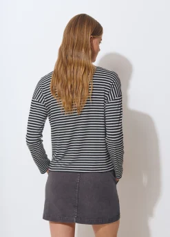 Camiseta manga larga raya tejida