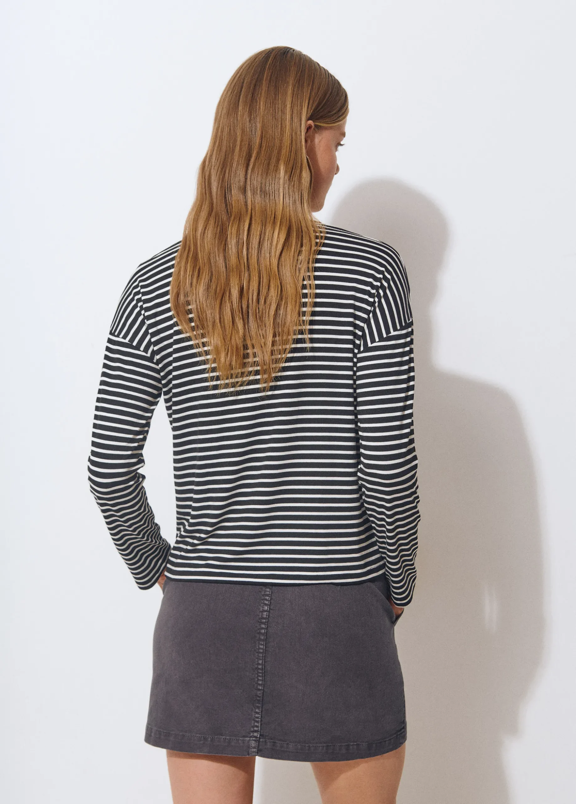 Camiseta manga larga raya tejida