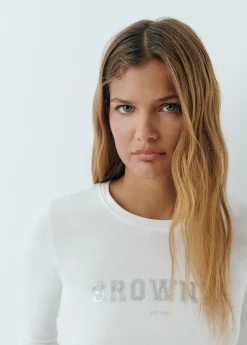 Camiseta manga larga texto foil