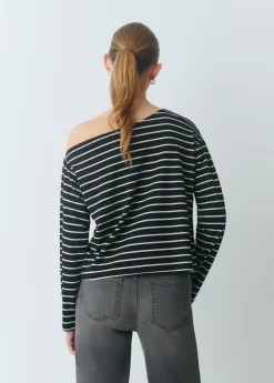 Camiseta raya lurex escote barco